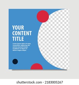 Vintage social media post template with circle decoration and half circle image frame.