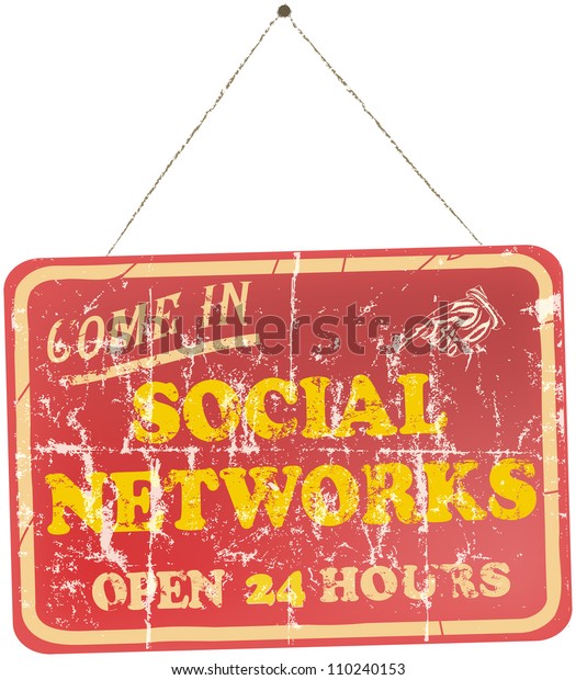 Vintage Social Networks Sign Hanging Stock Vector (Royalty Free ...