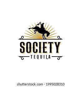 Vintage Society Tequila Texas Horse Jockey Symbol Logo