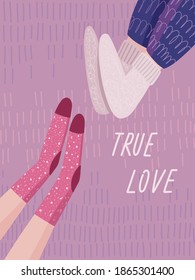 Vintage socks, great design for any purposes. Holiday gift background. Drawing style. Beautiful color. Romantic vector. Holiday concept. True love