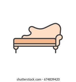Vintage sofa flat line icon. Chaise-longue. Living room furniture.