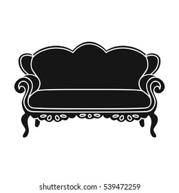 Vintage sofa icon in black style isolated on white background. Furniture and home interior symbol stock vector illustration.