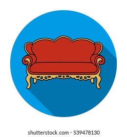 Vintage sofa icon in flat style isolated on white background. Furniture and home interior symbol stock vector illustration.