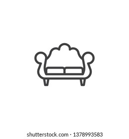 Vintage sofa line icon. Couch furniture linear style sign for mobile concept and web design. Comfortable sofa outline vector icon. Symbol, logo illustration. Pixel perfect vector graphics