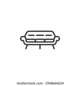 Icono vintage de la línea del sofá. signo de estilo lineal para concepto móvil y diseño web. Icono vectorial de contorno del sofá retro. Símbolo, ilustración del logotipo. Gráficos vectoriales