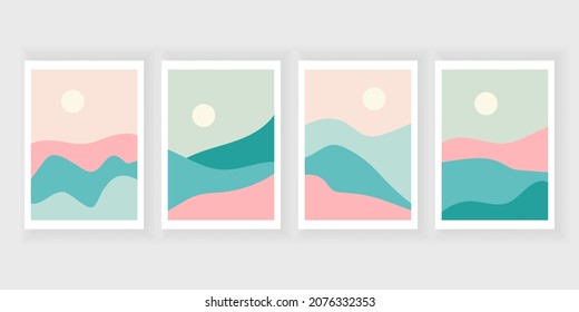 Vintage Soft Color Desert Landscape Wall Arts Vector Decoration