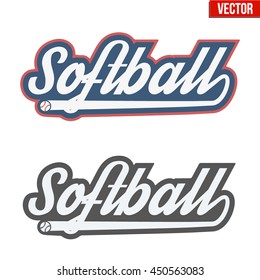 Vintage softball labels and badges. Symbol of sport or club with shield and tag. Vector Illustration isolated on white background.