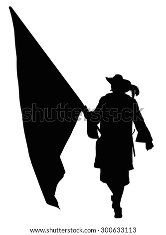 Vintage Soldier Flag Marching Detailed Vector Stock Vector (Royalty