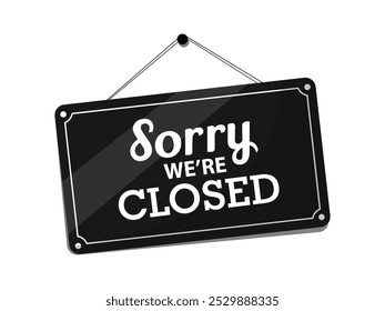 Vintage sorry we are closed sign hanging vector illustration