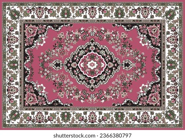 Vintage Soviet Carpet for floor or wall. Tapestry. Vector illustration