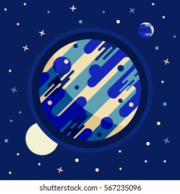 Vintage space and astronaut background. Colored vector illustration.