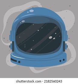 Vintage space helmet concept with moon and galaxy landscape isolated vector illustration. Astronaut space helmet vector. Vintage astronaut helmet isolated