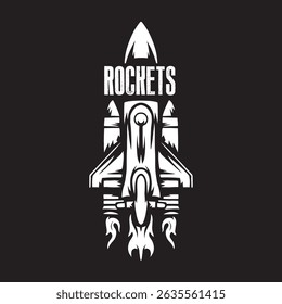 Vintage space rocket illustration for clothing and logo design needs