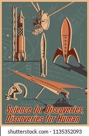 Vintage Space and Science Propaganda Poster Stylization