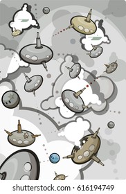 vintage space wars comic style