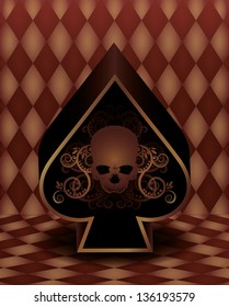 Vintage spades poker card, vector illustration