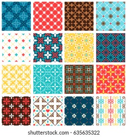 Vintage spanish tiles vector set. Vector tiled ceramic floor patterns