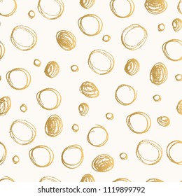 Vintage sparkle background with sketched bubbles. Golden abstract design. 
