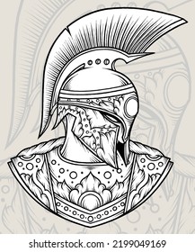 Vintage Spartan Warrior Vector. Premium vector