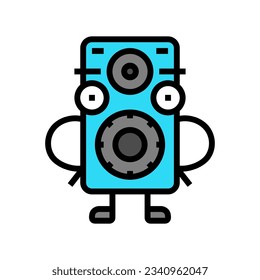 vintage speaker character retro music color icon vector. vintage speaker character retro music sign. isolated symbol illustration