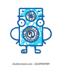 vintage speaker character retro music doodle icon sketch vector. vintage speaker character retro music sign. isolated symbol illustration