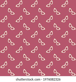 Vintage spectacles on pink background repeat pattern design