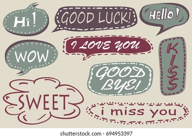 Vintage Speech Bubble Doodle Set. Retro Design for Expressing Your Feelings.