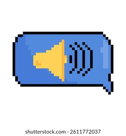 Vintage speech bubble icon. Pixel art object in 8 bit style. Retro 80s,90s video game graphics