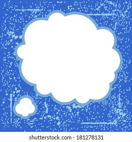 vintage speech bubble on blue grunge background