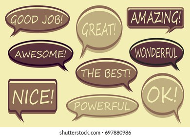 Vintage - Speech Expressing Bubble Doodle Set. Retro Design.