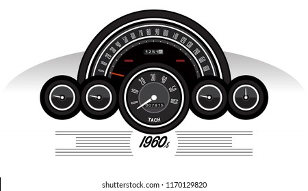 Vintage speedometer odometer - Illustration