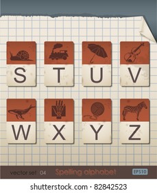 Vintage Spelling Alphabet. STUVWXYZ, Vector Illustration.