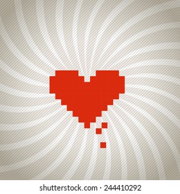 Vintage spiral background with a red heart