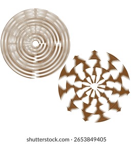 Vintage spiral pattern. Brown Vector illustration. Circular abstract design. Aged grunge texture.