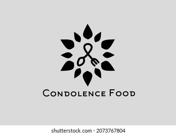 Vintage spoon and fork for condolence food design logo