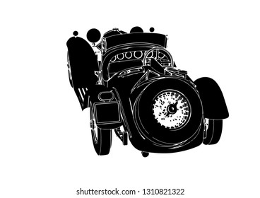 vintage sport car silhouette vector

