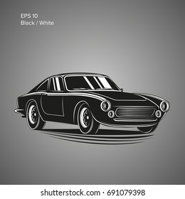 Vintage sport car vector illustration. European classic automobile