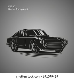 Vintage sport car vector illustration. European classic automobile