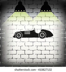 Vintage sport racing car. Flat icon.