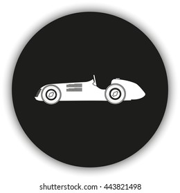 Vintage sport racing car. Flat icon.