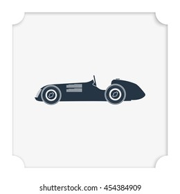 Vintage sport racing car. Flat icon.