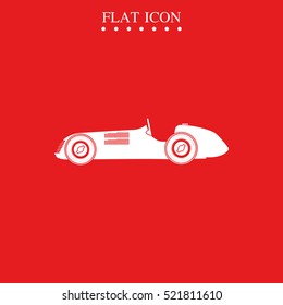 Vintage sport racing car. Flat icon.