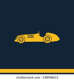 Vintage sport racing car. Flat icon.