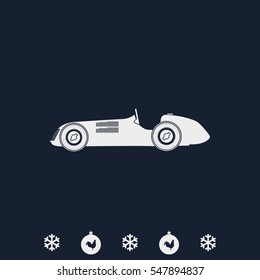 Vintage sport racing car. Flat icon.