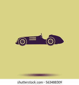 Vintage sport racing car. Flat icon.