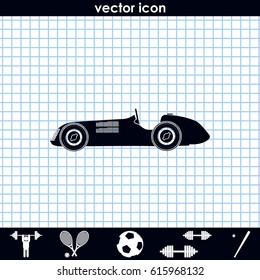 Vintage sport racing car. Flat icon.