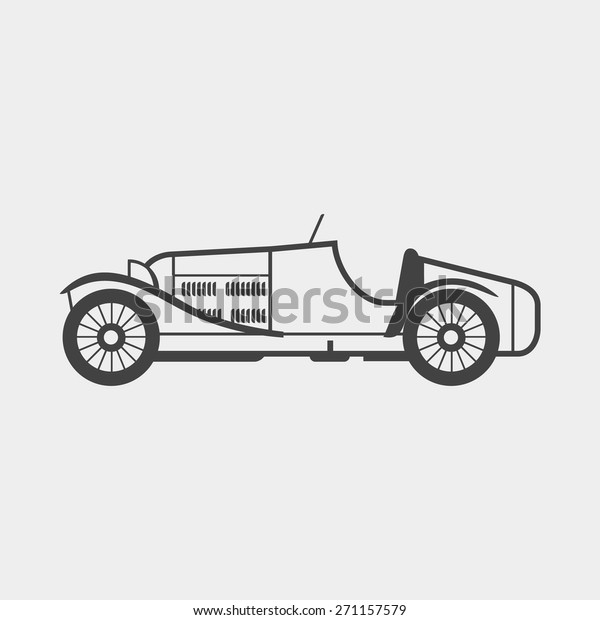 Vintage\
sport racing car. Outlined on a white\
background
