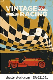 vintage sport racing car poster