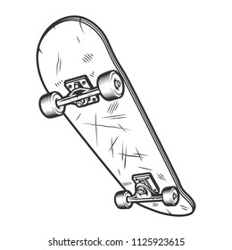 Vintage sport skateboard concept in monochrome style isolated vector illustration