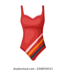 Vintage sport swimwear for women cartoon illustration on white background. Summer time or beach element. Summer, traveling concept